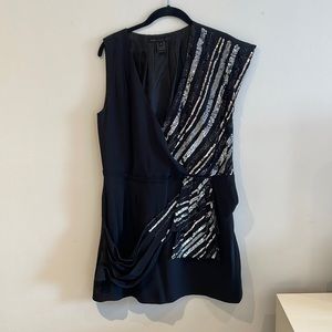 Sequinned v neck mini dress